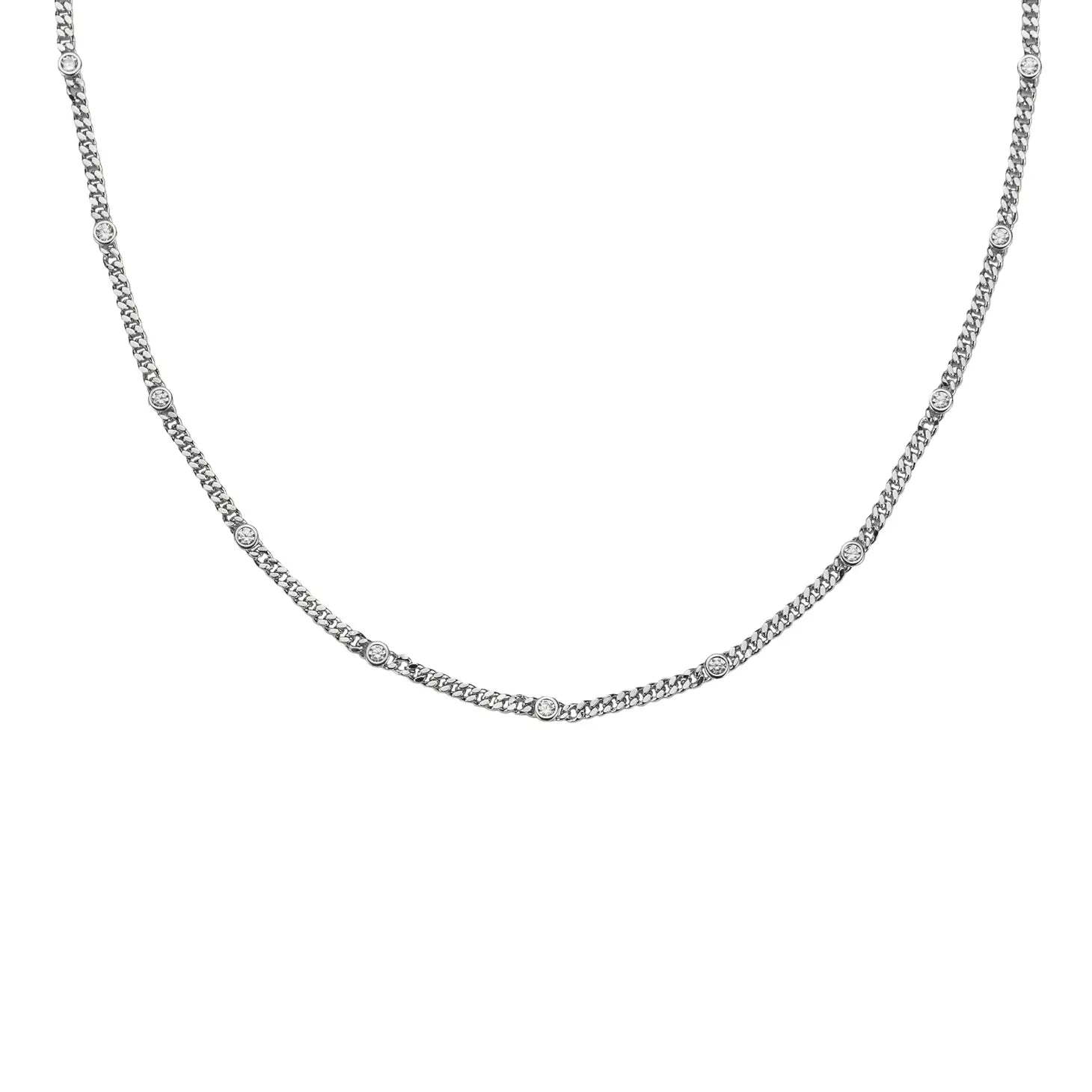 Women’s contemporary necklace-Silver CZ Dainty Choker