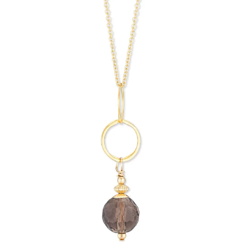 Women’s twisted chain necklace-ella drop necklace with smoky quartz