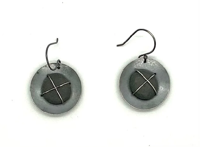 Women’s sparkly earrings-Domed Rock X Earrings