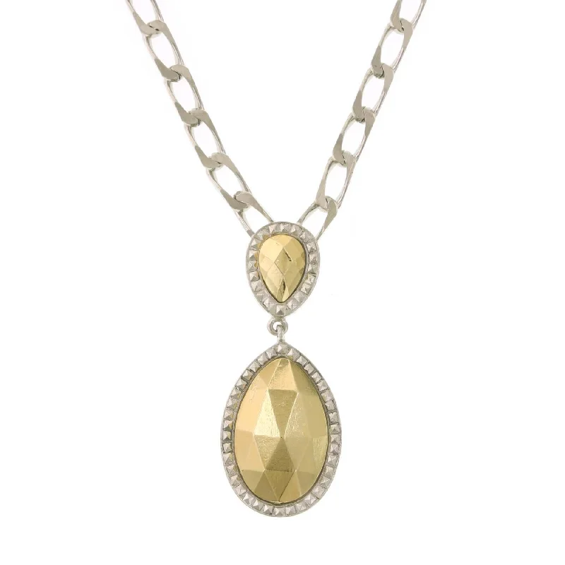 Women’s diamond necklace-1928 Jewelry Fusion Lux Teardrop Pendant Necklace 16" + 3" Extender