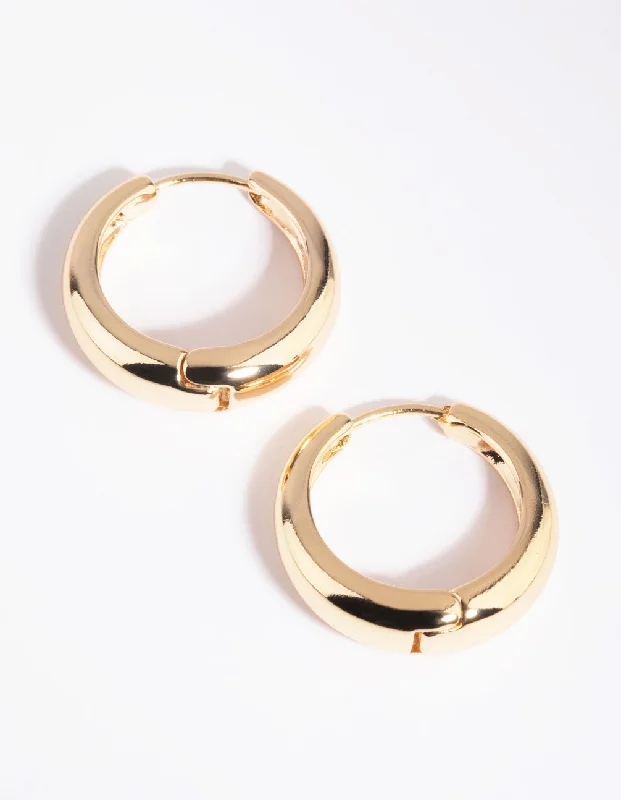 Women’s casual earrings-Gold Huggie Hoop Earrings