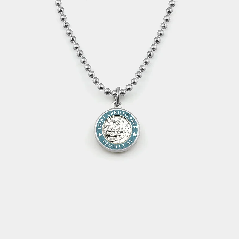 Women’s long necklace-Small - Silver / Baby Blue