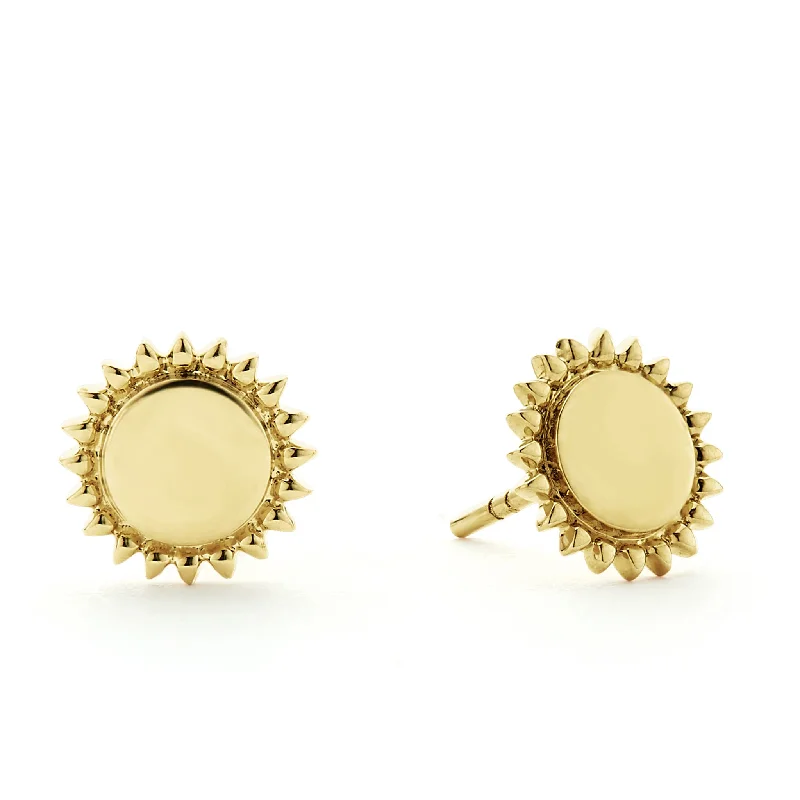 Women’s ruby drop earrings-KSL 18K Gold Circle Stud Earrings