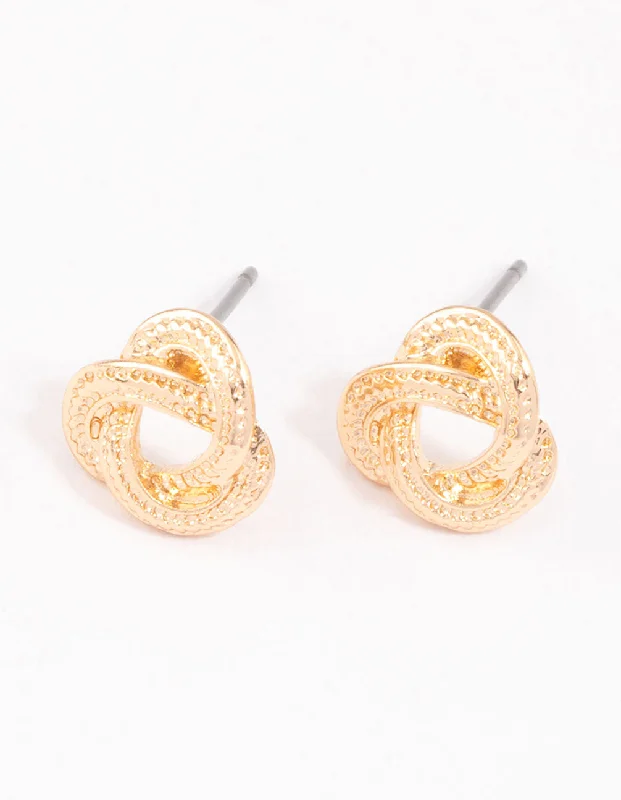 Women’s dangling earrings-Gold Rope Knotted Stud Earrings