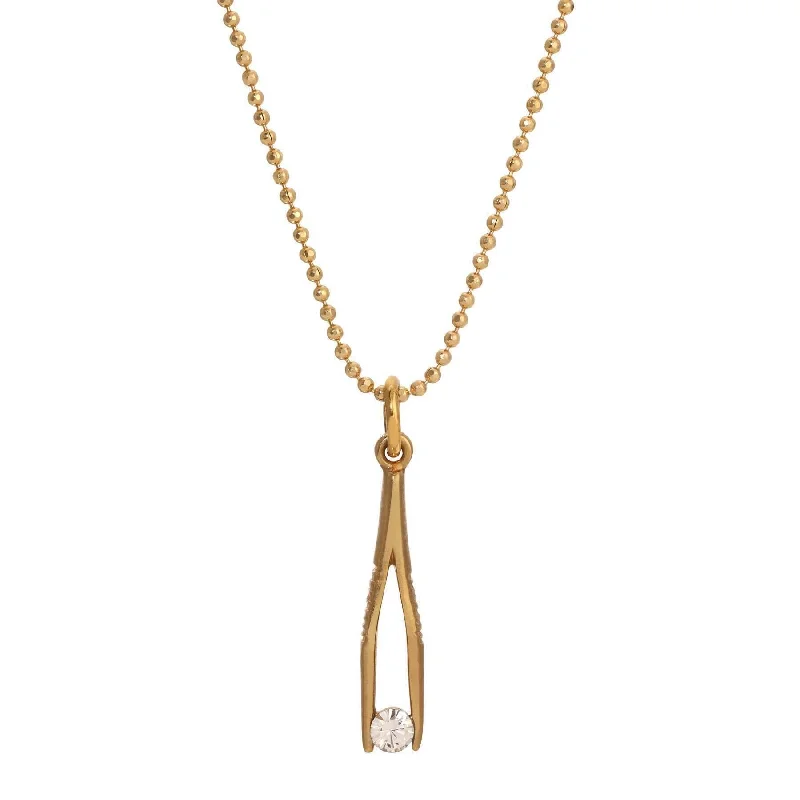 Women’s simple gold necklace-1928 Jewelry Crystal Tweezer Pendant Necklace 16"