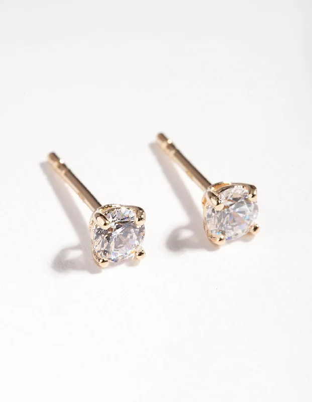 Women’s custom earrings-Gold Plated Sterling Silver Cubic Zirconia 1/4 Carat Stud Earrings