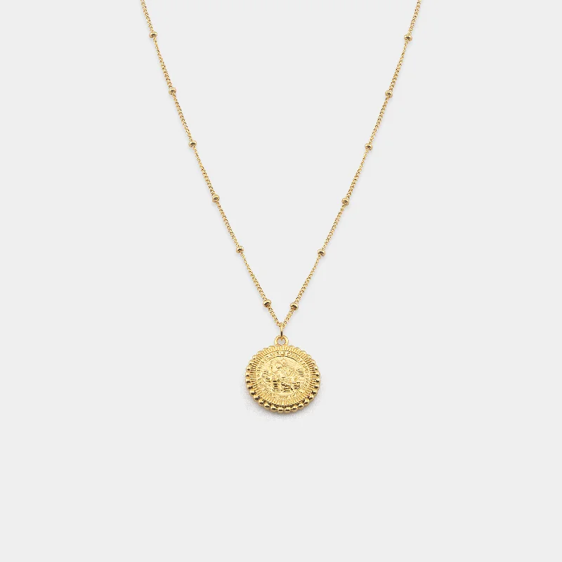 Women’s sapphire necklace-St. Christopher Satellite Coin Necklace - Gold