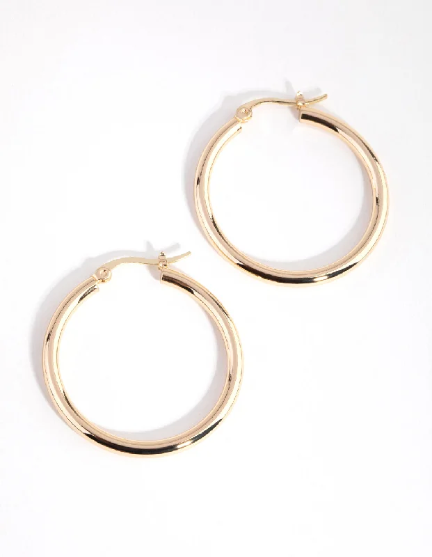 Women’s emerald earrings-Gold Plated Large Hoop Earrings