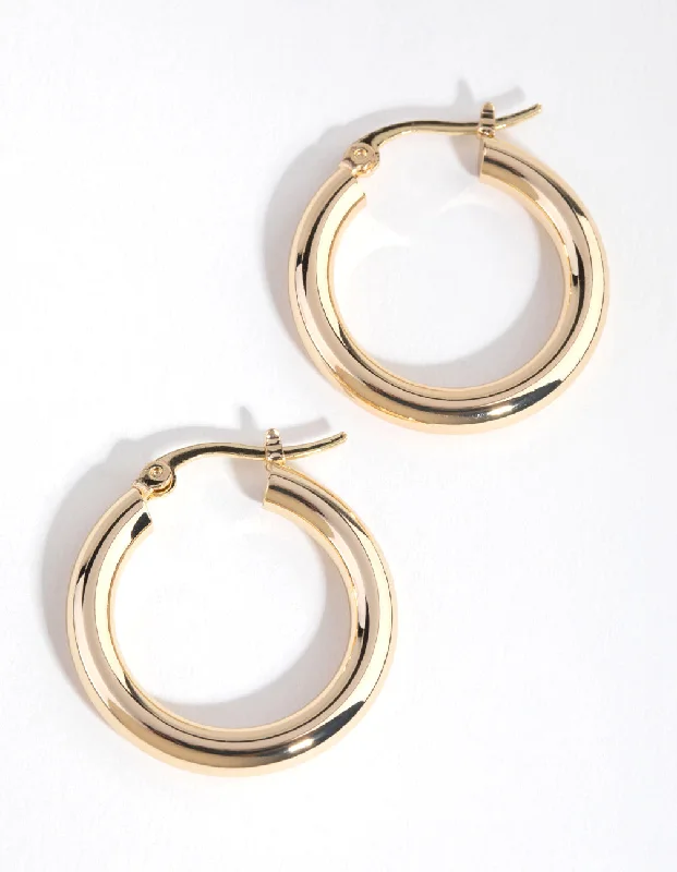 Women’s crystal earrings-Gold Plated Medium Hoop Earrings