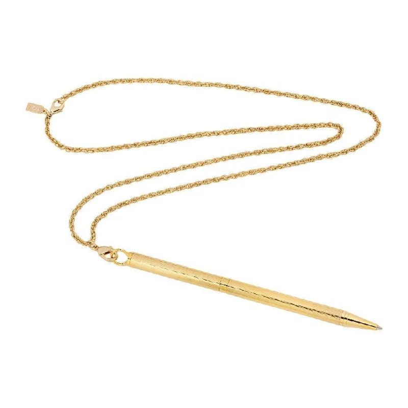 Women’s dainty necklace-1928 Jewelry Vintage Style Textured Barrel Ball Point Pen Necklace 28"