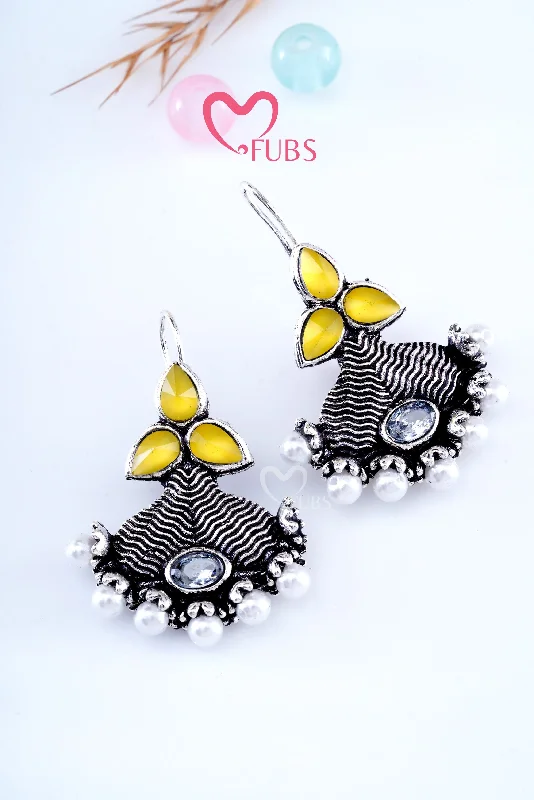 Women’s elegant hoop earrings-Yellow Oxidized Mystique Earrings