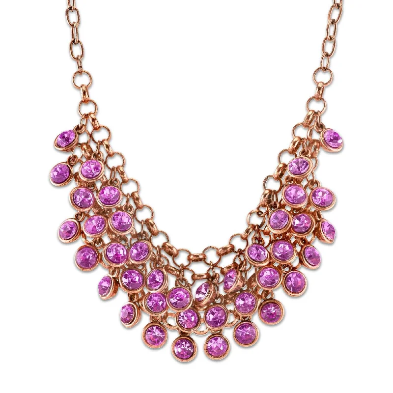 Women’s geometric necklace-2028 Jewelry Round Multi Stone Cluster Bib Necklace 16" + 3" Extender