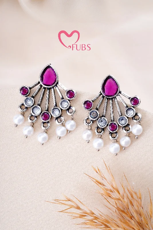 Women’s diamond chandelier earrings-Violet Stone Oxidized Studs Earrings