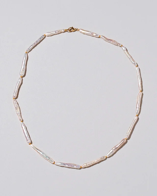 Women’s eco-friendly necklace-Stick Pearl Strand Necklace - Natural