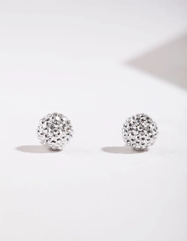 Women’s stud with diamonds earrings-Silver Mini Fireball Stud Earrings