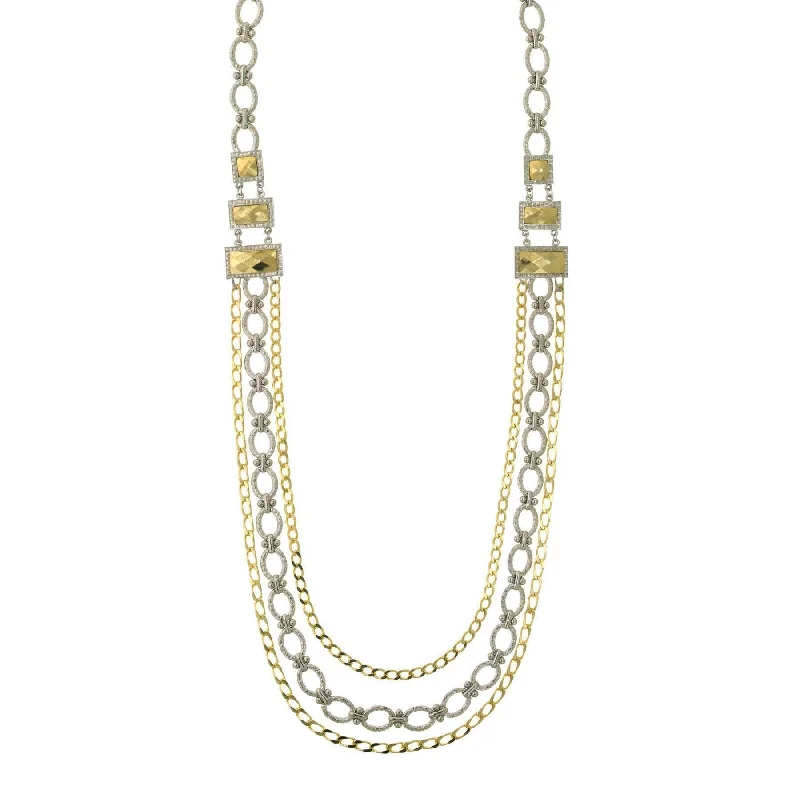 Women’s luxury necklace-1928 Jewelry Fusion Lux Silver And Gold Chain Draped Necklace 34"