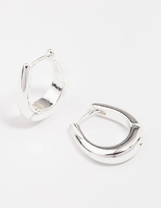 Women’s wedding earrings-Silver Plated Gradual Small Huggie Hoop Earrings