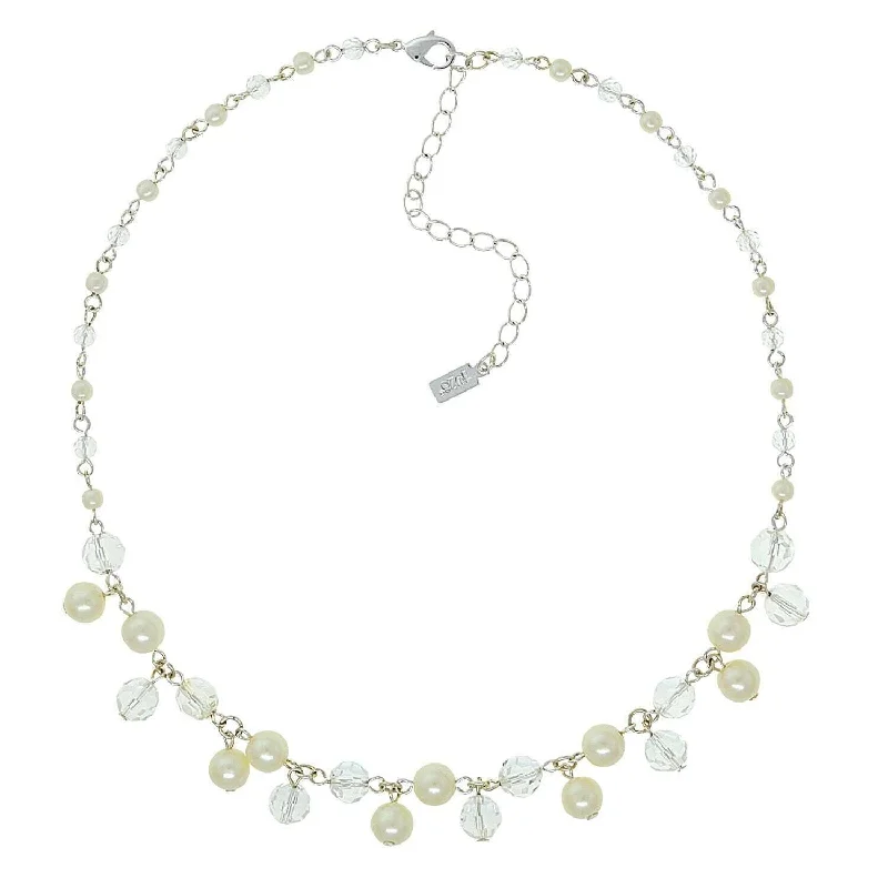 Women’s infinity loop necklace-1928 Jewelry Crystal Faux Pearl Multi Necklace 16" + 3" Extender