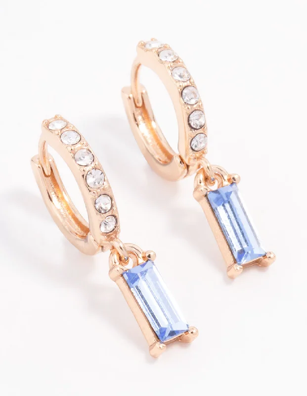 Women’s simple hoop earrings-Blue Czech Bohemia Crystal Huggie Earrings