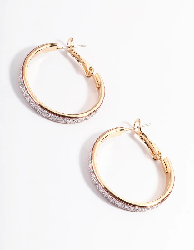 Women’s diamond chandelier earrings-Gold Medium Glitter Hoop Earrings