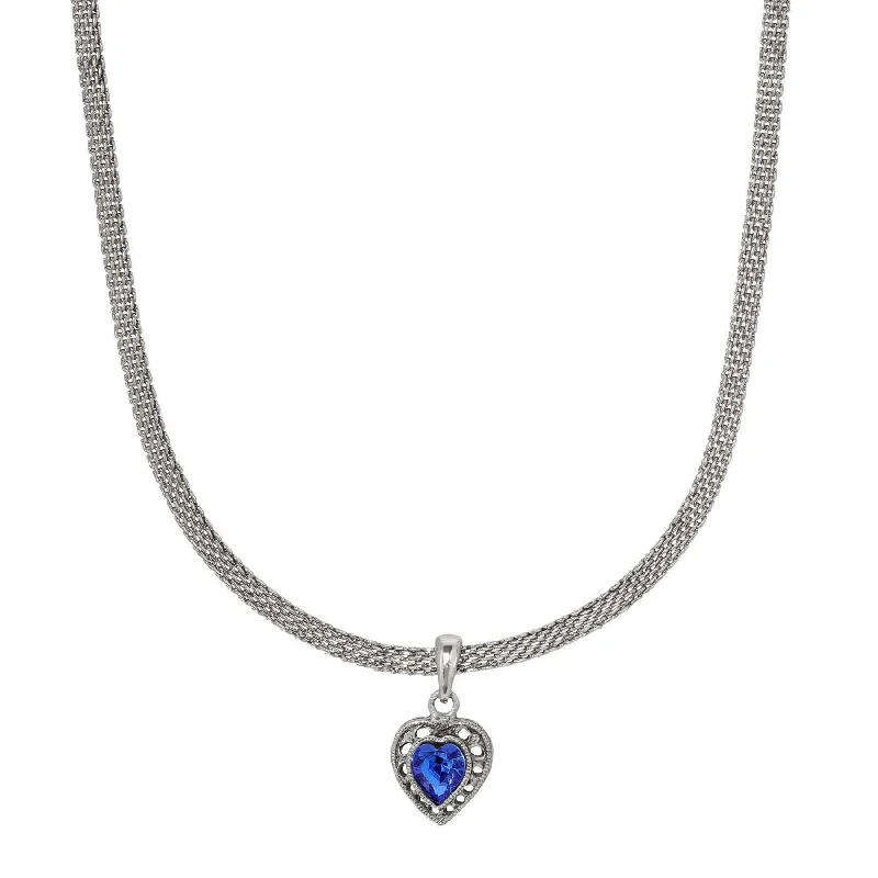 Women’s cross necklace-1928 Jewelry Eleganza Austrian Crystal Heart Pendant Necklace 13" + 5" Extension