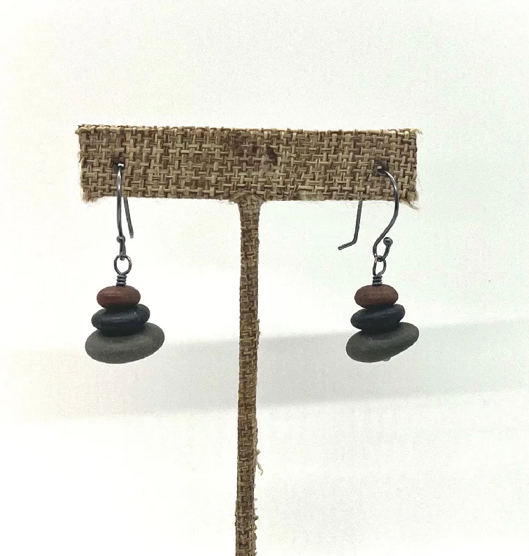 Women’s modern earrings-Stacked Rock Earrings