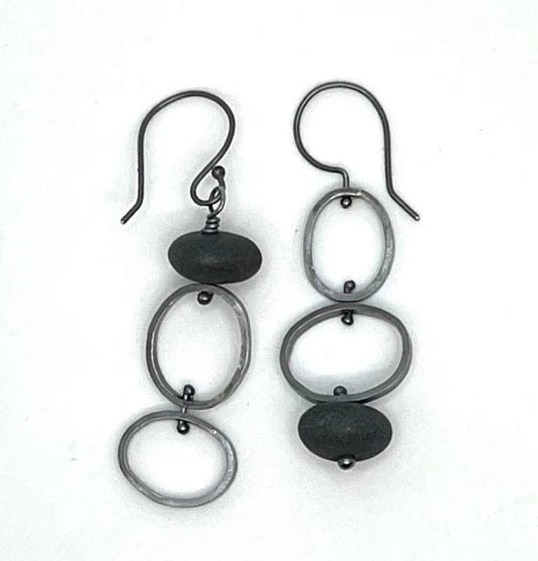 Women’s chic earrings-Mis matched rock oval earrings