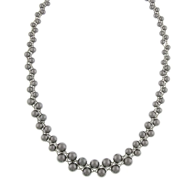 Women’s rose gold necklace-1928 Jewelry Round Intertwined Tahitian Grey Faux Pearl Strand Necklace 18" + 3" Extender