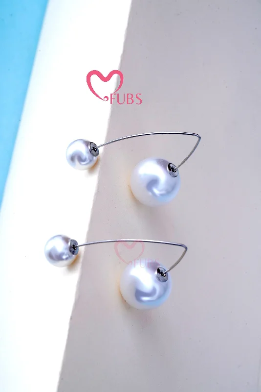 Women’s colorful earrings-Sterling Silver Marquis White  Pearl Drop Earrings