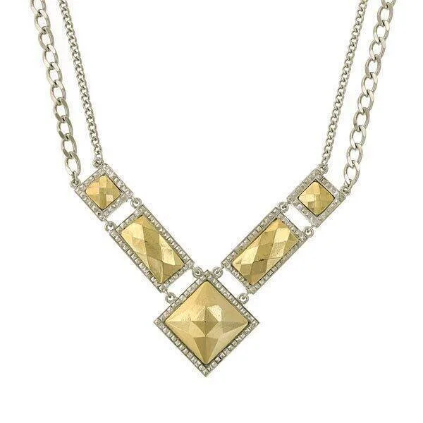 Women’s multi-strand necklace-1928 Jewelry Fusion Lux Chevron Collar Necklace 16" + 3" Extender