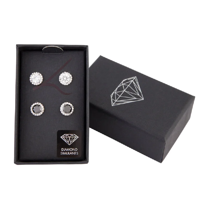 Women’s sparkly earrings-Black & Crystal Rounded Studs