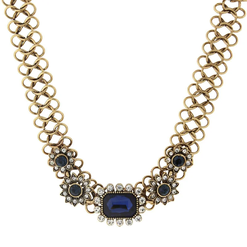 Women’s infinity loop necklace-2028 Jewelry Montana Blue Crystal Accent Collar Statement Necklace 16" + 3" Extender