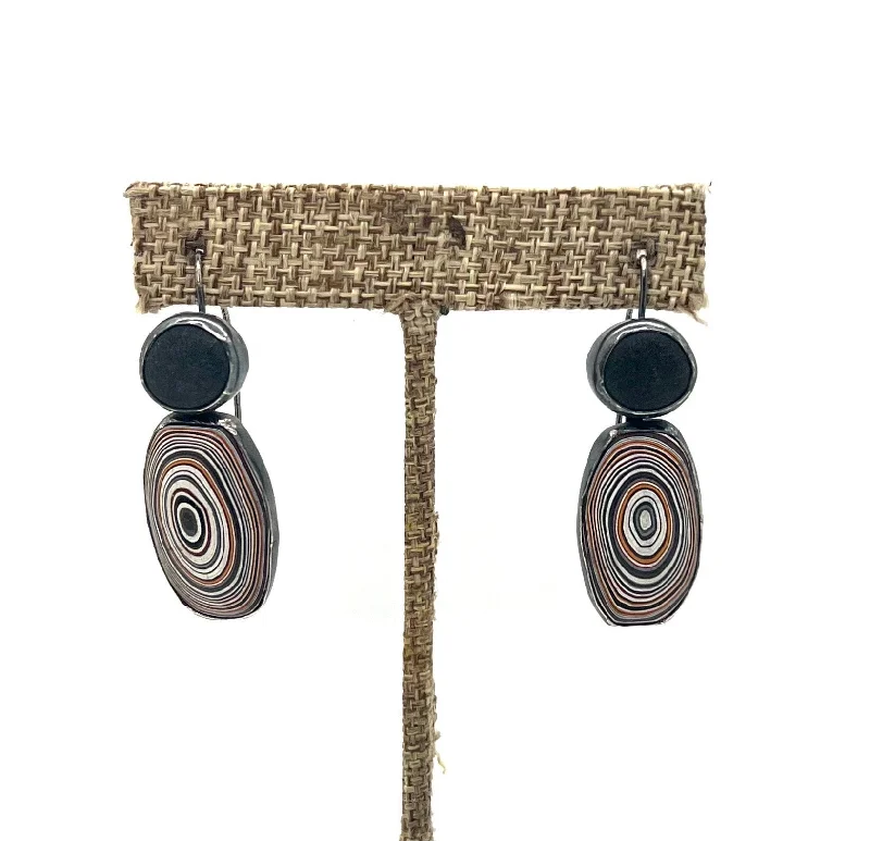 Women’s oval drop earrings-Fordite and Rock Earrings