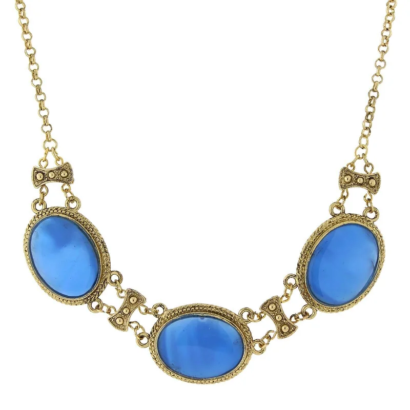 Women’s layered pearl necklace-1928 Jewelry Genuine Mother Of Pearl With Blue Enamel Collar Necklace 16" + 3" Extender