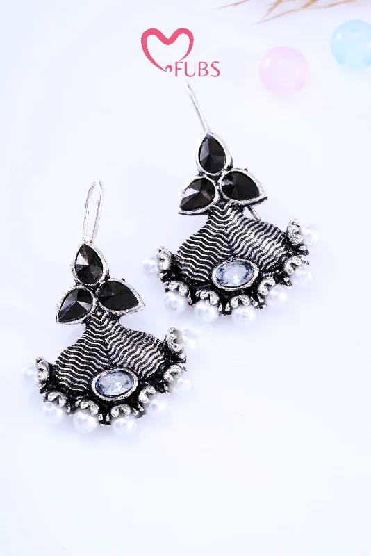 Women’s blue sapphire earrings-Black Oxidized Mystique Earrings