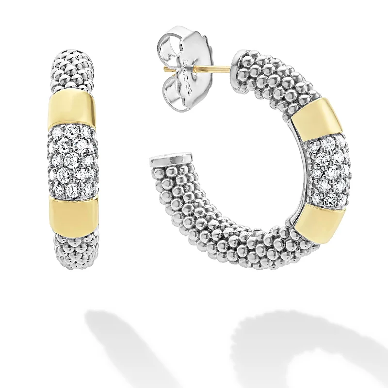 Women’s silver hoop earrings-High Bar Two-Tone Diamond Hoop Earrings