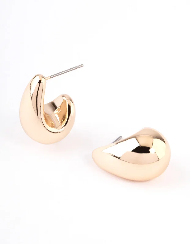 Women’s dangling earrings-Gold Pear Huggie Hoop Earrings