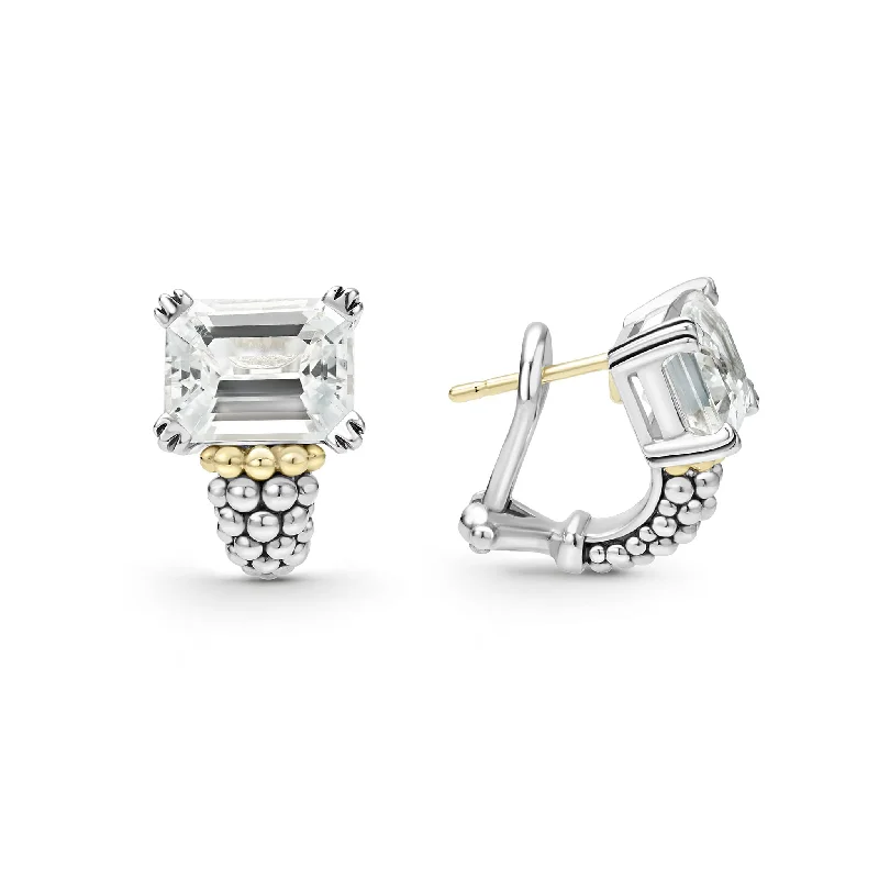 Women’s gold earrings-Glacier Large White Topaz Huggie Earrings