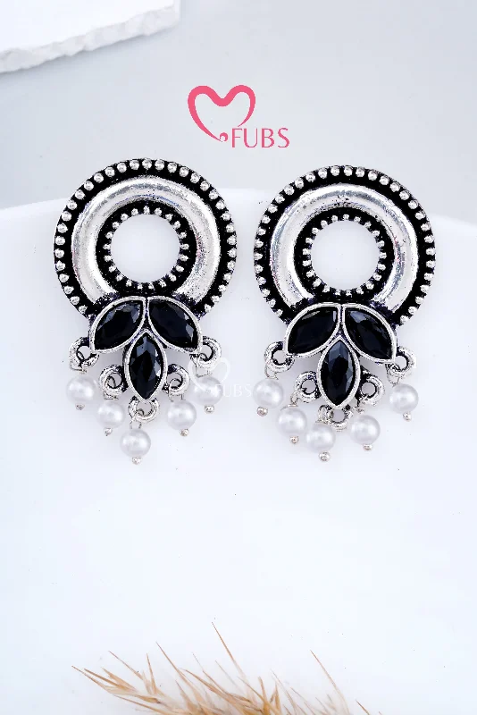 Women’s sapphire earrings-Black Mystic Metal Oxidized Earrings