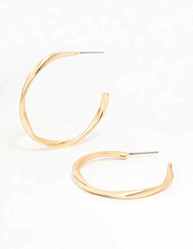 Women’s silver earrings-Gold Wrapped Thin Hoop Earrings