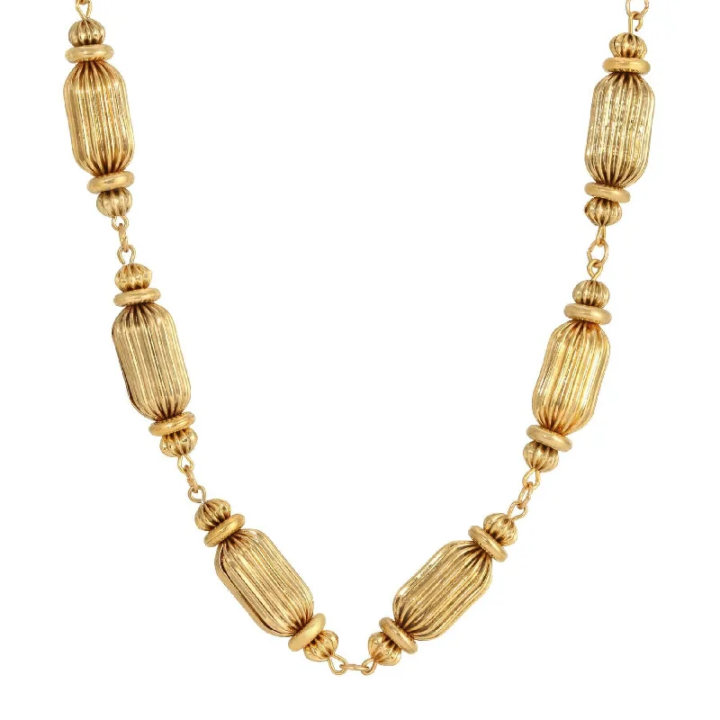 Women’s personalized necklace-1928 Jewelry Gold Rondelle Glam Beads Link Necklace 16" + 3" Extension