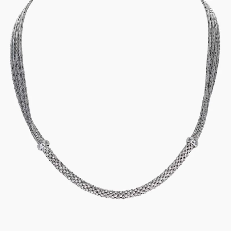 Women’s luxury necklace-Private Collection Popcorn Detail Necklace with Rhodium Overlay