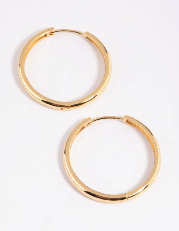 Women’s sparkly earrings-Gold Plated Thin Huggie Hoop Earrings