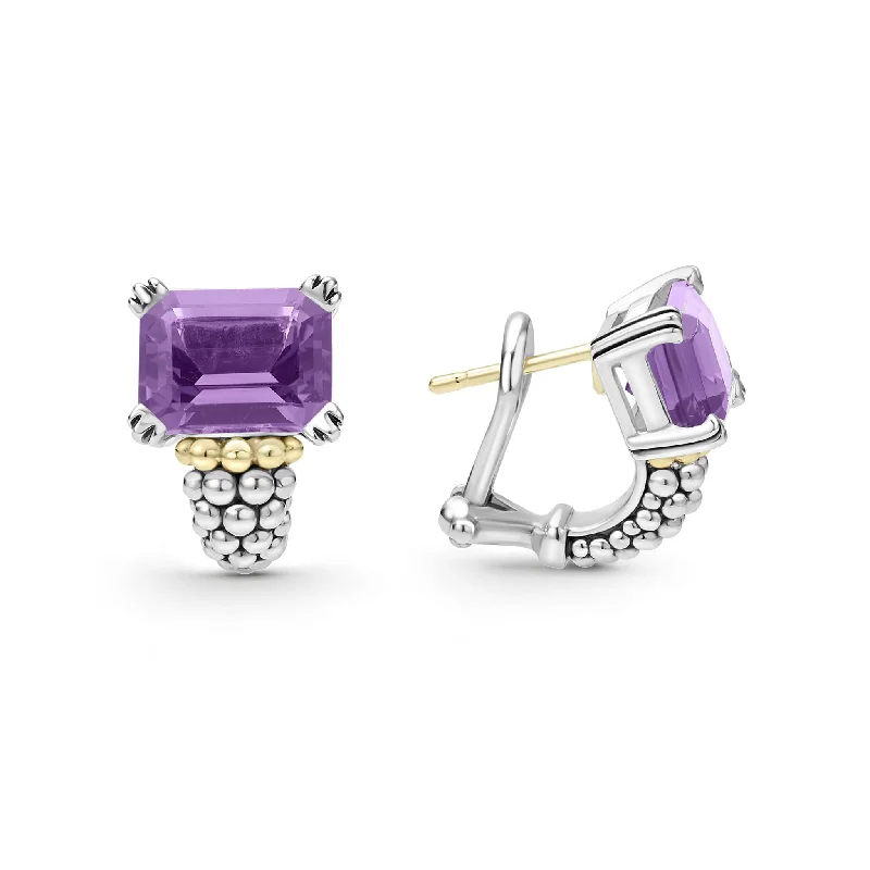 Women’s cubic zirconia earrings-Glacier Large Amethyst Huggie Earrings