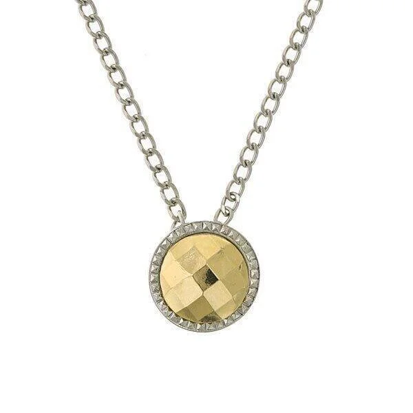 Women’s minimalist necklace-1928 Jewelry Fusion Lux Round Pendant Necklace 16" + 3" Extender