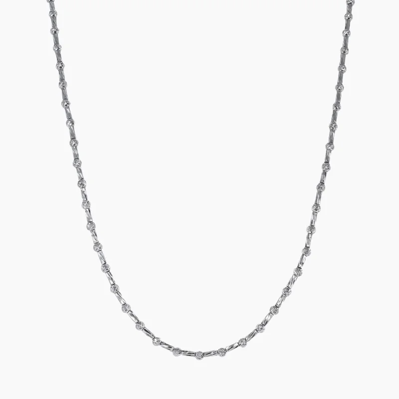 Women’s circular pendant necklace-Lunar Bead Necklace in Rhodium Overlay