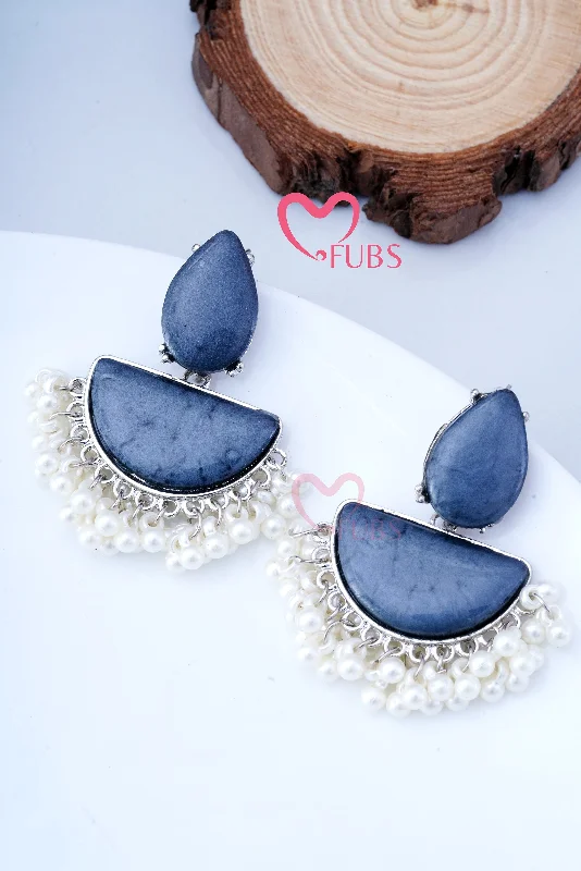 Women’s long earrings-Glaciers Diya Shape Beaded Earrings