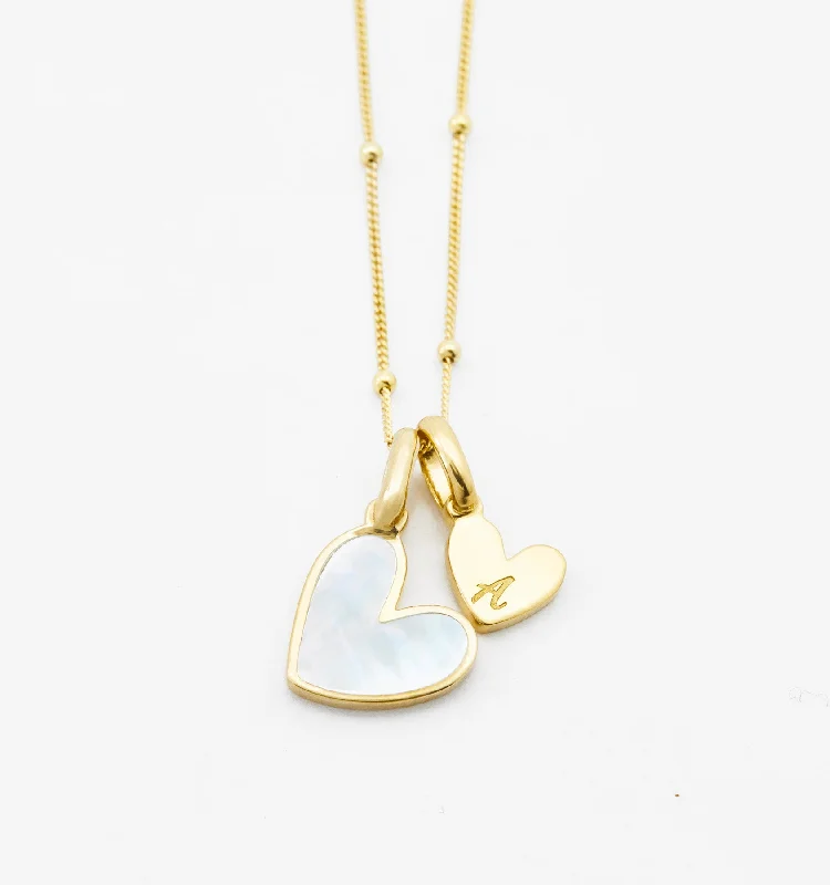 Women’s vintage gold necklace-Mother of Pearl Initial Necklace