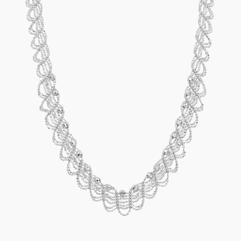 Women’s diamond solitaire necklace-Silk Collection 19-Bead Woven Necklace