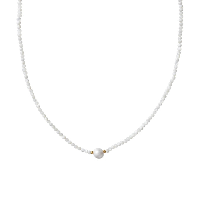 Women’s flower necklace-White Thin Pearl Necklace